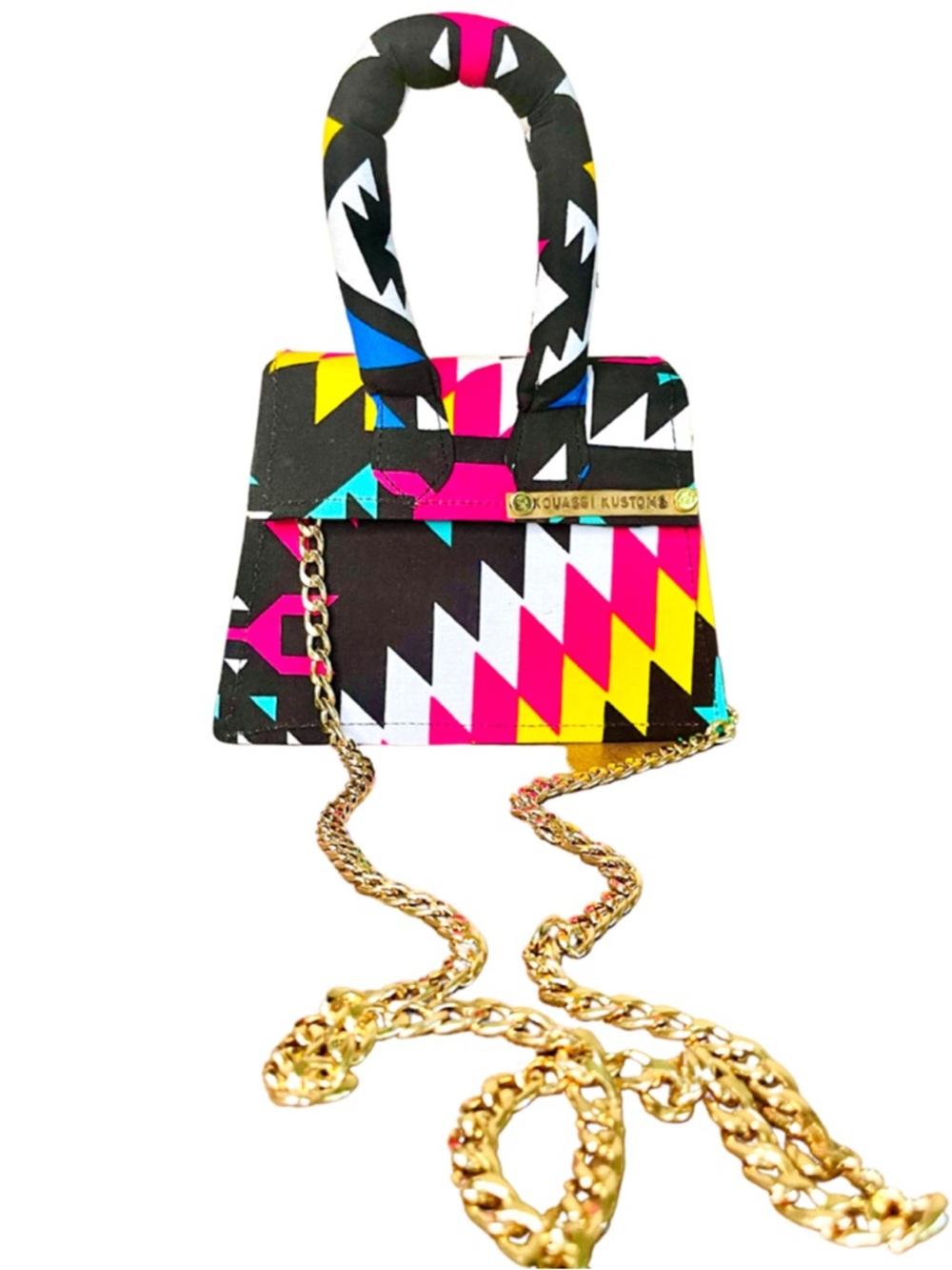 Toms Color-Block Geometric Mini Bag in Black + Neon